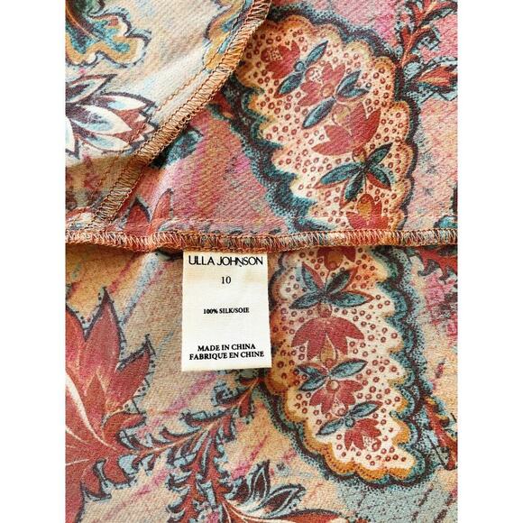 NWT Ulla Johnson Skirt Midi Long Orange Red Floral Ursa Paisley 100% Silk Sz 10 - Picture 8 of 10